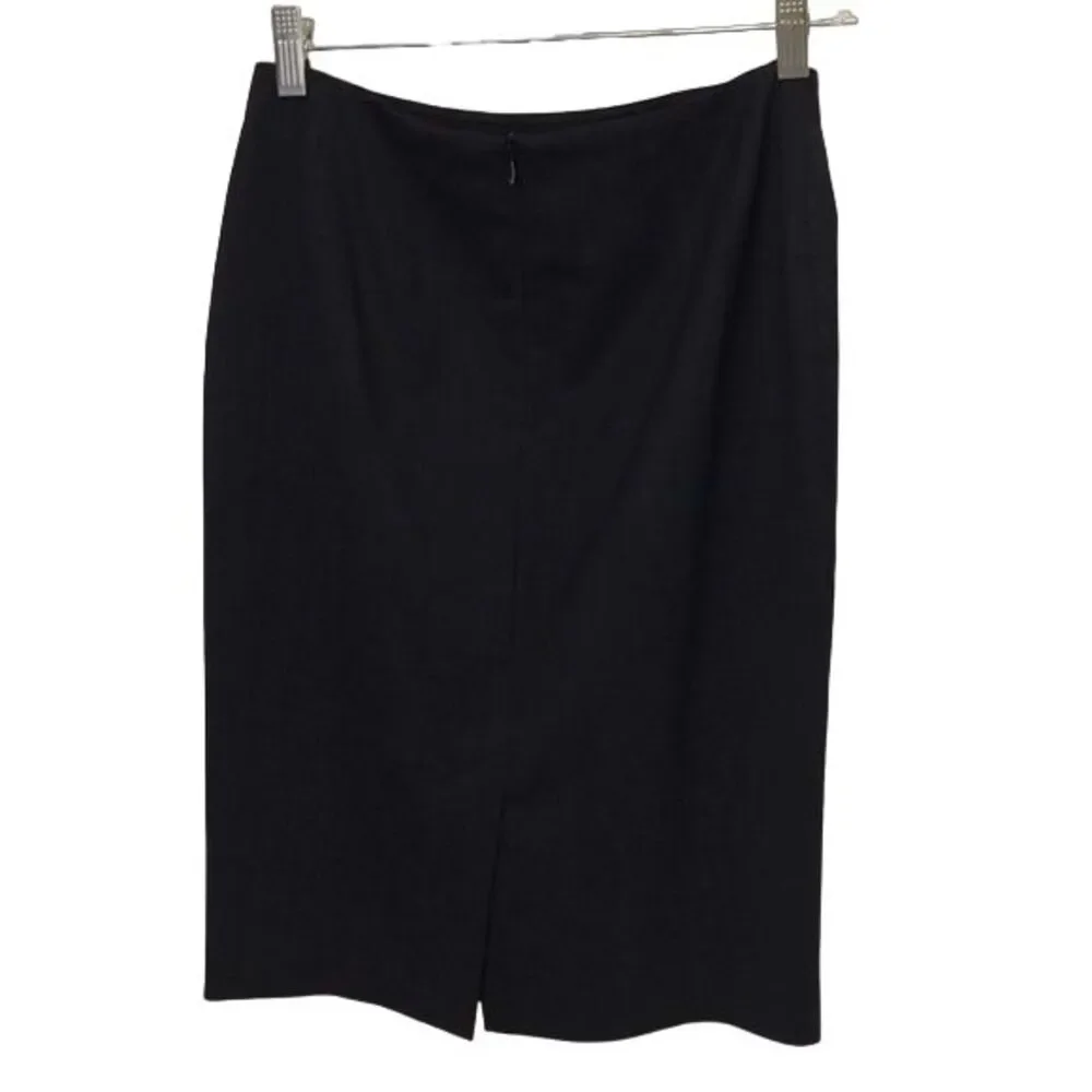 Lafayette 148 Dark Gray Virgin Wool Pencil Skirt Size 2P Academia Minimalist - Picture 8 of 12